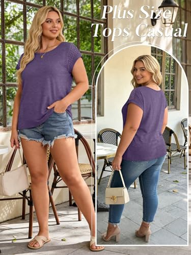 Image of Bliwov Womens Tops Lace Cap Sleeve T Shirts,Cute Trendy Casual,Beach Vacation Outfits,Summer Spring Fashion Clothes