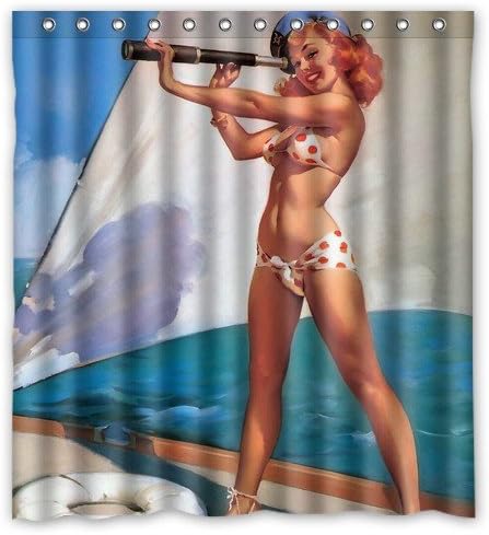 POOKOO "Bikini Pin-up Girl" Personalized Custom 60" x 72" Waterproof Polyester Fabric Shower Curtain