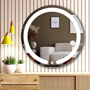 NEVEX Round Wall Mounting Led Mirror with Bathroom,Light Mirror for Wash Besin,Size 24X24 inch|Mirror with Light 3 Tone (Cool White, Natural White, Warm White).