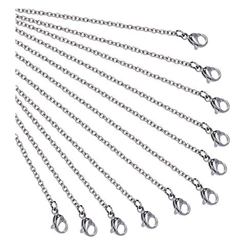 NBEADS Cadena de Alambre de Acero Inoxidable Platino de 55 cm con Cierre de Langosta para Colgantes, Collares, Pulseras, Bisutería, 10 Unidades Cover