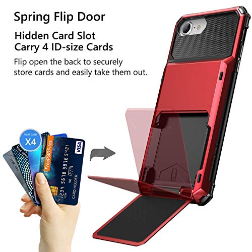 Vofolen For Iphone 6S Case Iphone 8 Wallet Iphone Se 2020 Case Credit Card Holder Id Slot Pocket Dual Layer Protective Bumper Rugged Tpu Rubber Armor Hard Shell Cover For Iphone 6 6S 7 8 Se2 (Red) #TOP1