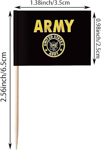 Miniatura 2 de stidsds 100 unidades de bandera de oro de Estados Unidos con cresta dorada para palillos de dientes, mini pequeñas banderas militares de Estados