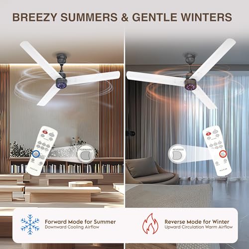 Image of Polycab Wizzy Plus LED 1200mm BLDC Ceiling Fan with remote | BEE 5 Star Rated, Higher Air Delivery|LED Indicator,Reverse,Boost,Sleep and Breeze Mode |3 Years Warranty (White Black)