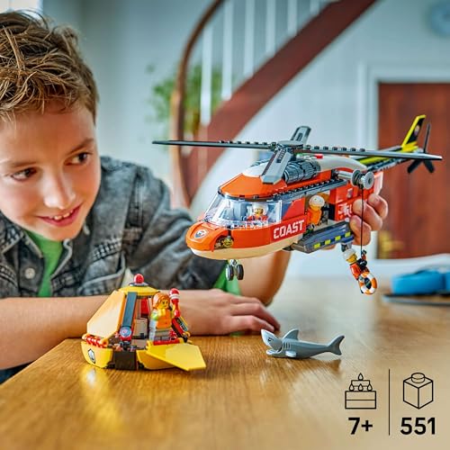 Image of LEGO City Coast Guard Helicopter - Toy Building Set - Emergency Vehicle Toy - 4 Minifigures - 60503