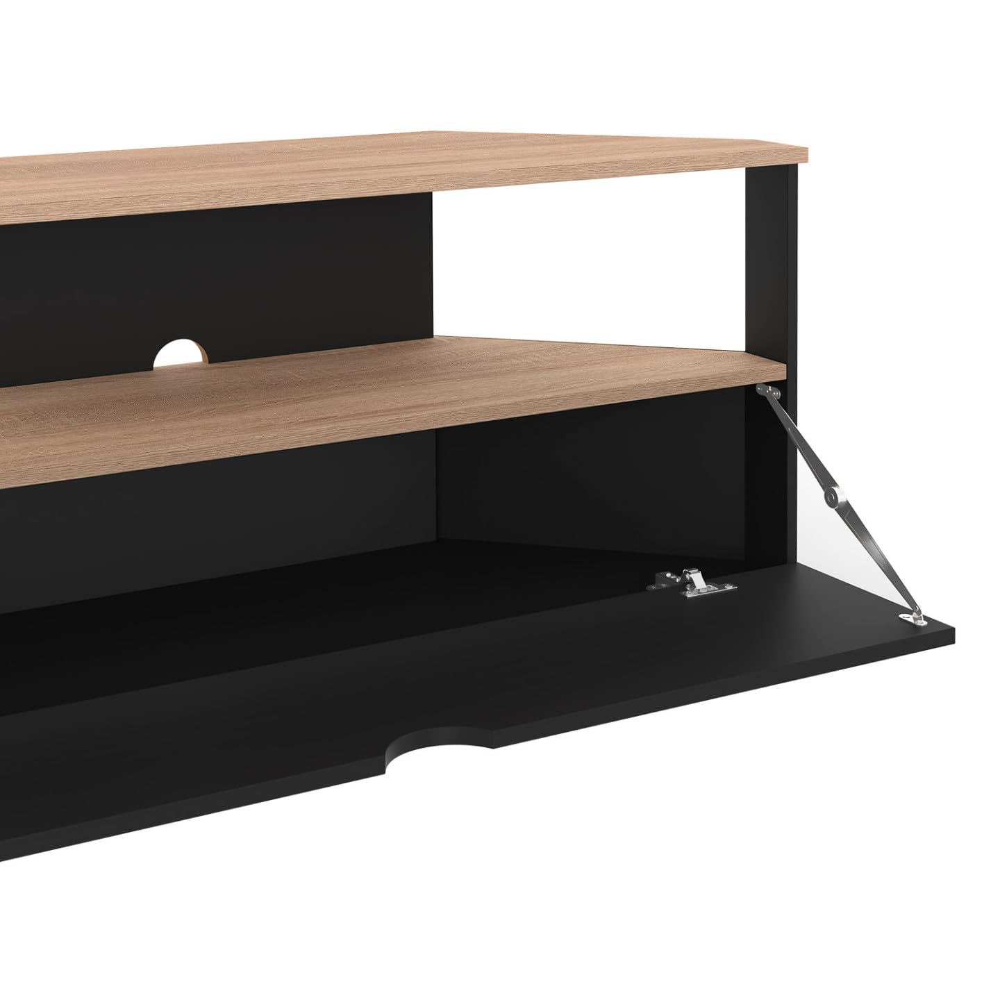 IDMarket - Meuble TV 100 cm d'angle ELI Bois façon hêtre et Noir
