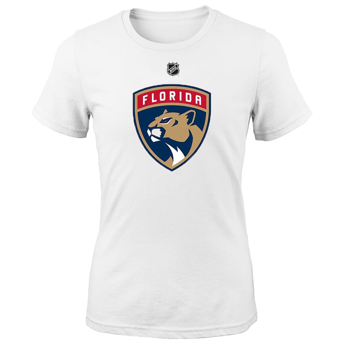 OuterstuffFlorida Panthers Youth Girls 7-16 Primary Team Logo T-Shirt (White, Girls X-Large-16)