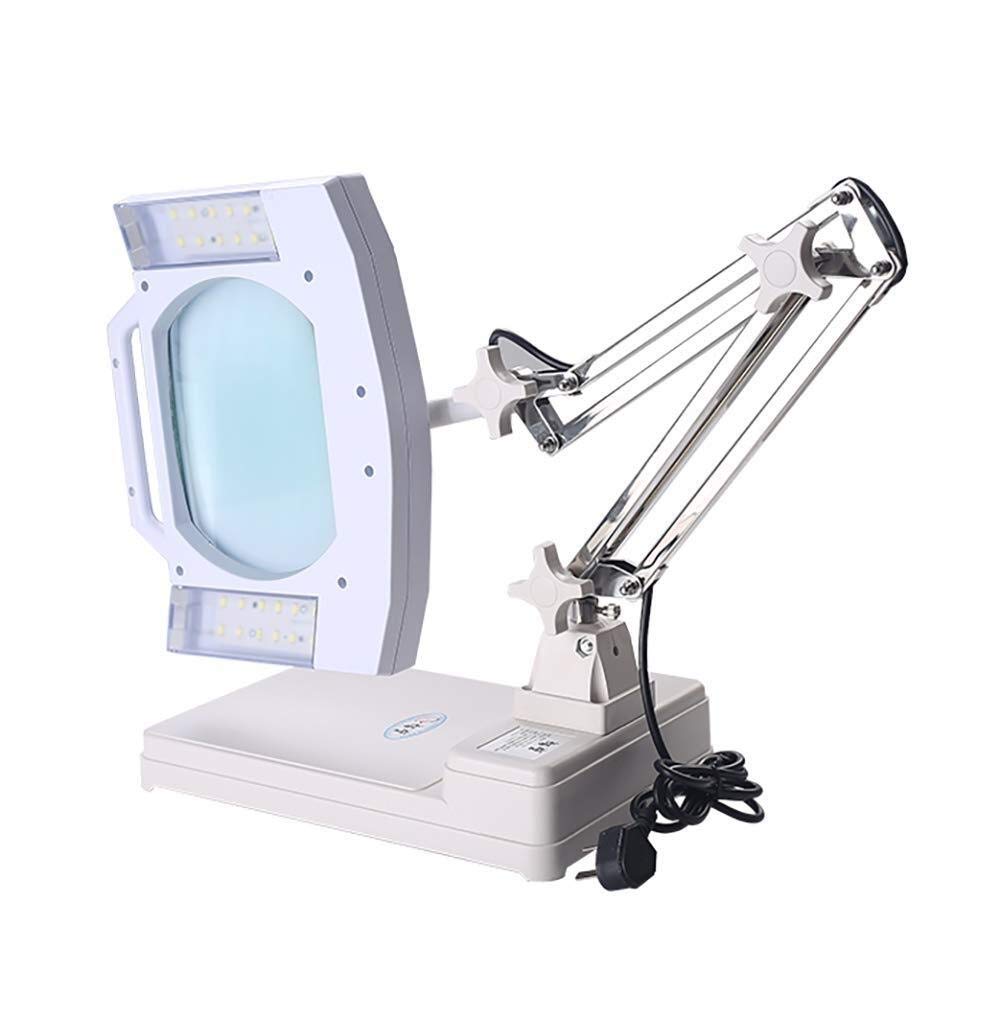ZJFHEYUO LED Magnifying Desk Lamp,5X/10X Magnifier Glass Adjustable Arm,Full Spectrum Daylight for Desk, Table, Task, Craft, Jewelry Magnifying glass