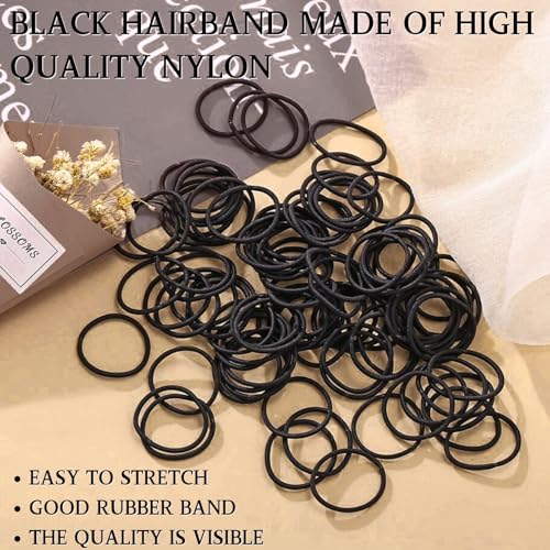 KEYRI 200 PCS Hair Bobbles 2mm Hair Bands for All Hair Durable Hair Ties Hair Elastics Strong Elasticity Hair Accessories for Long Term Use No Damage Hair Bands for Girls Women and Men (Black) - Image 4