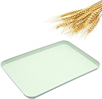 Vista 10 de Bandeja decorativa de paja de trigo irrompible para sofá, fiesta, comedor, picnic, aperitivo, aperitivo (beige)