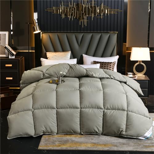 FHQGZT Edredón Nórdico De Plumas Edredón Cama Todas Estaciones, Relleno Pluma Y Plumón De Ganso Desde Latitudes Altas, Ligero Y Suave, 100% Algodón, Lavar A Maquina, 240x220cm (Gray,150 * 200 cm 2kg)