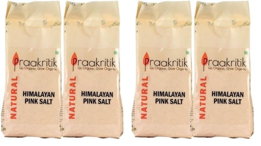 Image of Praakritik Natural Himalayan Pink Salt 1 KG (Pack of 4, 500 Gram Each) Mineral Rich Salt for Healthy Cooking, Natural Substitute of Iodised White Salt, Pink Salt for Healthy Life