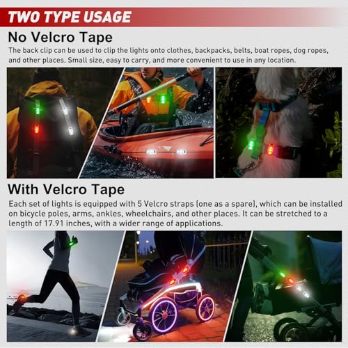 Image of Nilight LED Safety Light 4PCS Red Green White Marine Navigation Bike Tail Lights Three Modes Waterproof Reflective Gear Clip On Flash Strobe Indicator Lamp for Night Boating Fishing Cycling Jogging