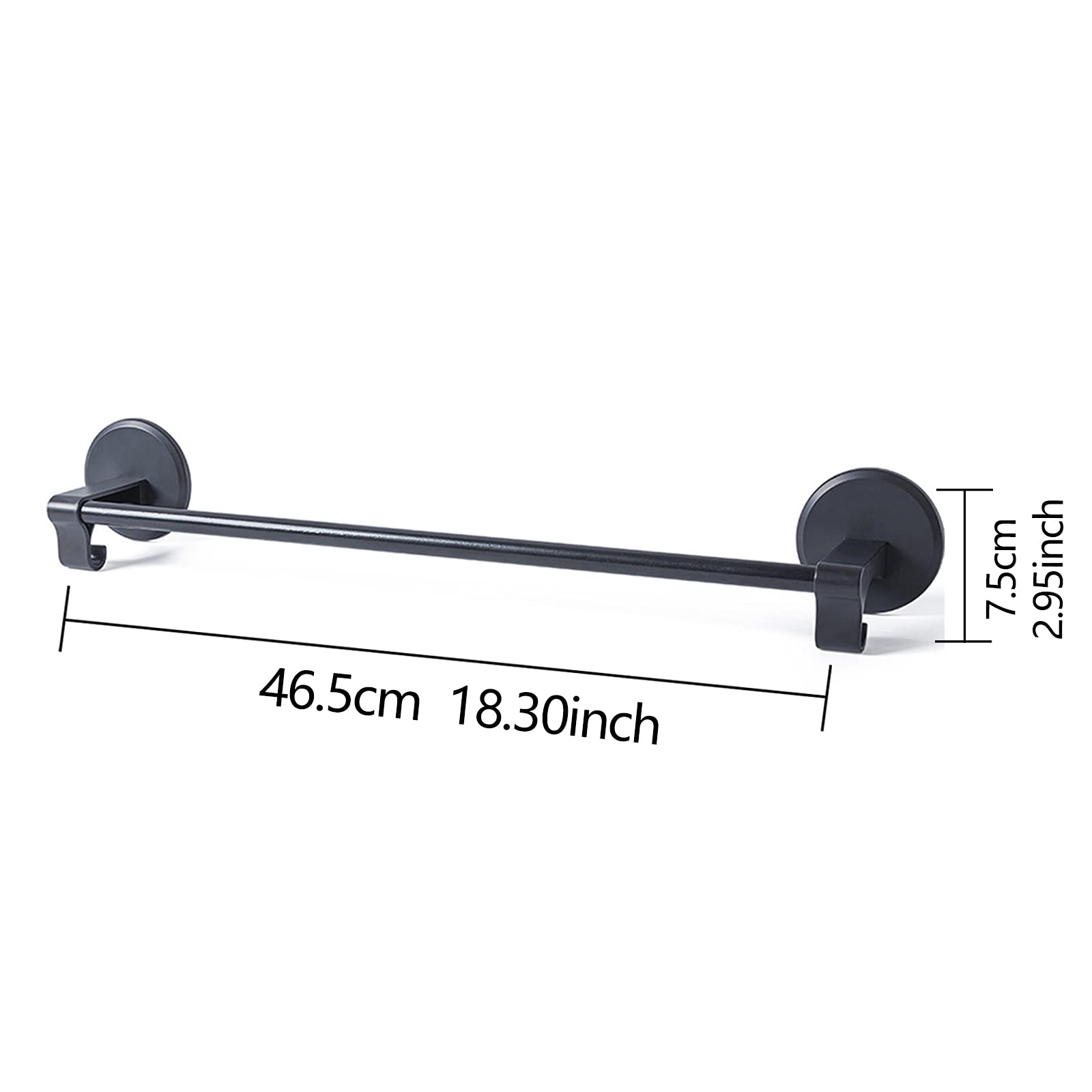 Estante de baño adhesivo fuerte de 46 cm, sin necesidad de taladrar, montaje en pared, almacenamiento para cocina y baño, material ABS, color negro