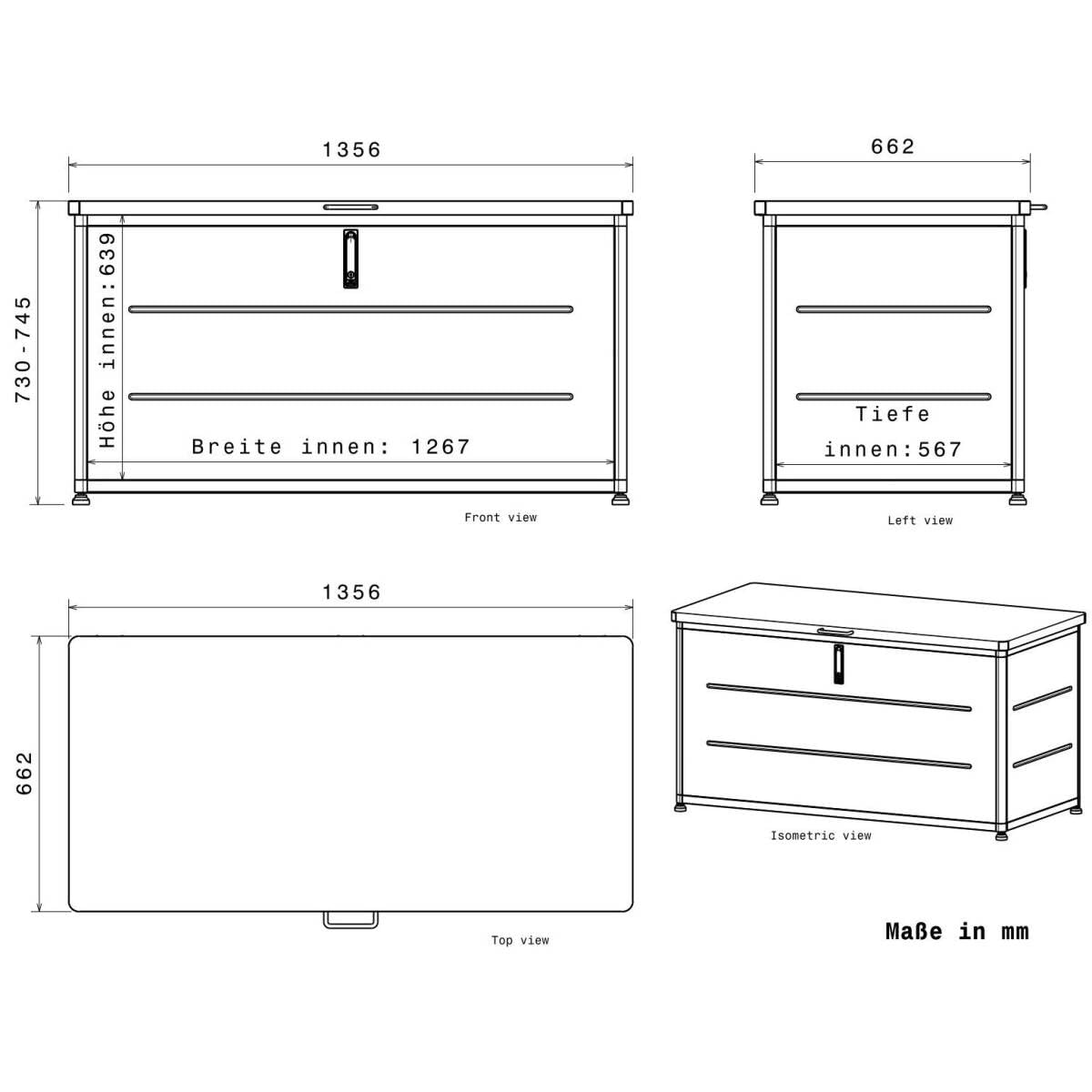Metzler Auflagenbox, Gartenbox aus massivem Stahl | Aufbewahrungsbox für den Außenbereich | Pulverbeschichtet in RAL 7016 Anthrazit