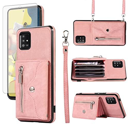 Housse cuir Samsung Galaxy A71 5G protection intégrale antichoc femme homme or rose