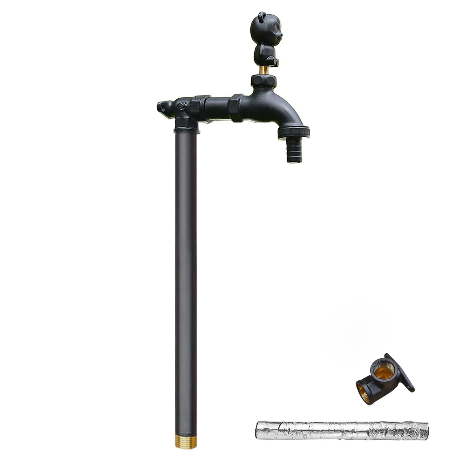 WOTZOV Faucet Water Column,All-Copper Garden Water Column - Freestanding Anti-Freeze Hydrant Tap For Watering, Irrigation & Washing - 60Cm/24In Green Outdoor Essential，Black 60cm/24in