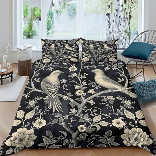 Parure de lit oiseaux 220x240 en microfibre hypoallergénique premium