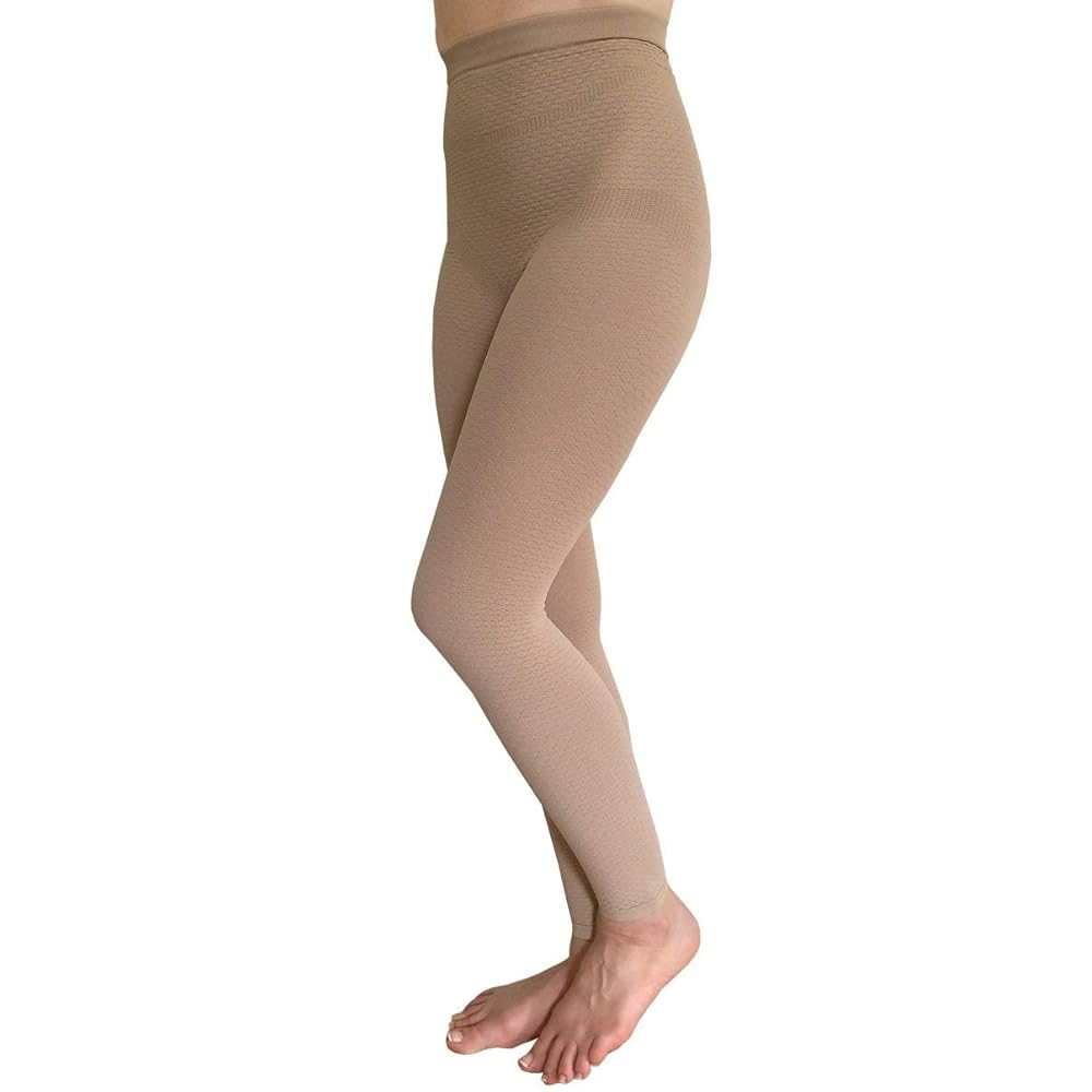 Bioflect Compression Leggings with Bioactive Raised Massaging Knit - for Support and Comfort - Sand XXL