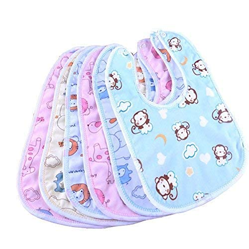 KIKE New Born Baby Waterproof and Quick Dry Baby Bibs Boy Girl Pack of 6