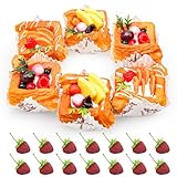 Kepfire Fake Cupcakes Set,Fake Desserts for Display,20pcs Faux Pastries Décor Toppers with Fake Strawberries for Display,Realistic Artificial Food for Decoration