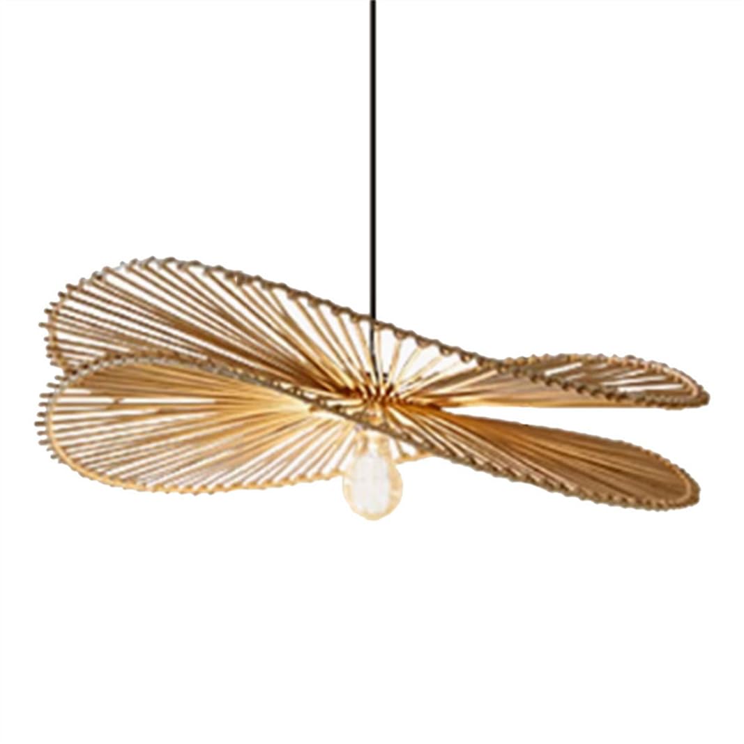SHUANGZ 2-Layer Bamboo Wicker Chandelier Hand Woven Light Fixtures for Dining Room Basket Wicker Chandelier Boho Hand Woven Lamp Shade for Living Room, Entryway, Foyer, Coastal Home Decor