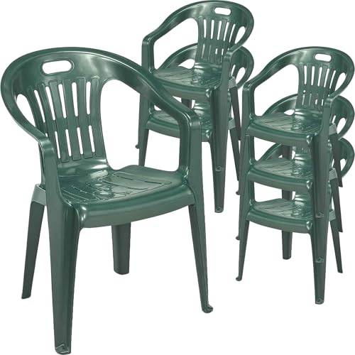 Sicignano Chaise de jardin en plastique, fauteuil Piona, chaise avec accoudoirs d'extérieur, avec...