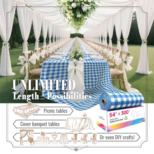 Image of Table Cover Roll, 54In x 300Ft Plastic Table Cloth Disposable