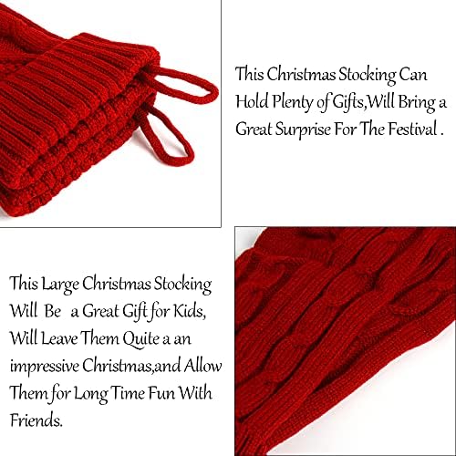 LOKIPA Christmas Stockings,18 Inches Large Knitted Xmas Stocking Decorations Set for Family Holding