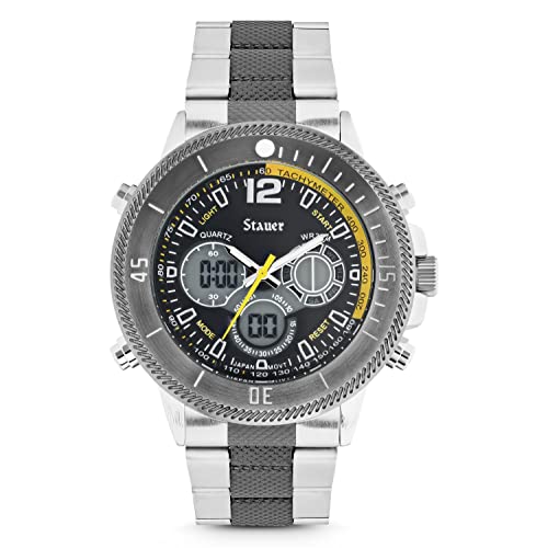 Stauer Colossus Men's Watches – Digital & Analog Watch W/Precision Quartz Movement, Luminous Hands & Stainless Steel Band – Hybrid Watches For Men – Men's Wrist Watches Watches For Men #TOP24