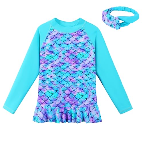 Image of TFJH E Girls & Boys Long Sleeve Rashgurad Swimsuit UPF 50+ Kids Swimwear Sunsuits