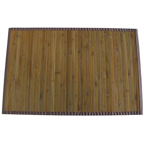MSV Bath mat Bamboo in brown 80x50cm, Microfibre, 80 x 50 cm