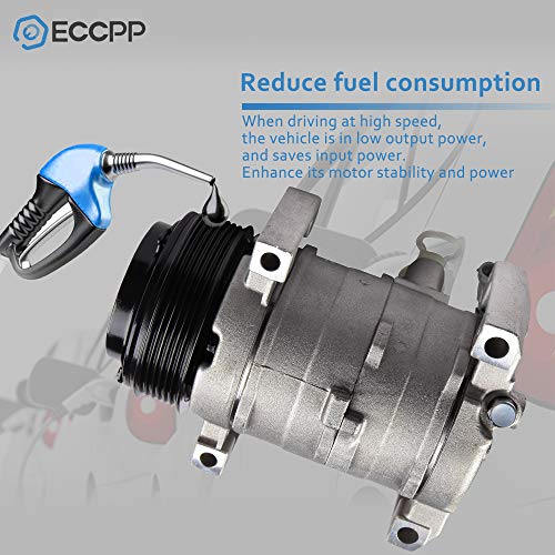Image of ECCPP AC Compressor for Chevrolet Express 1500 2500 3500 4.3L 2008-2009 | for GMC Sierra Savana 2500 3500 4.3L 5.3L 6.0L 6.6L 2003-2013 Fast Cooling AC Compressor with Clutch