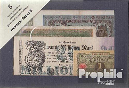 Prophila Collection German Empire Banknotes Weimar Republic 5 Banknotes Weimar Republic 5 (Packages for collectors)