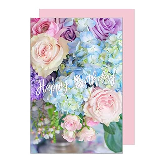 Edition Seidel Tarjeta de felicitación de cumpleaños con sobre, tarjeta de felicitación, billet de cumpleaños, feliz cumpleaños, hombre, mujer, flores, rosas, hortensias (G2962 SW023)