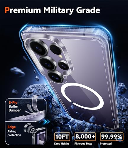 Image of FNTCASE for Samsung Galaxy S24-Ultra Case: Clear Magnetic Phone Cases with Screen Protector Compatible with Magsafe Slim Anti Yellowing Rugged Protective Transparent Cell Phone Cover (A-Clear)