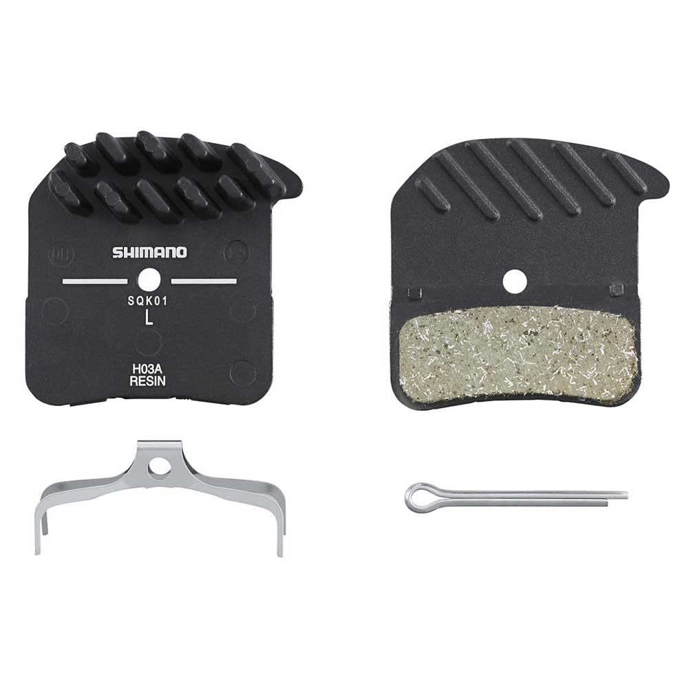 SHIMANO Bph03arf Łożyska tarczowe H03A ze sprężyną, tylne ze stopu z żebrami chłodzącymi, żywica, Dla dorosłych unisex, Czarny, Para