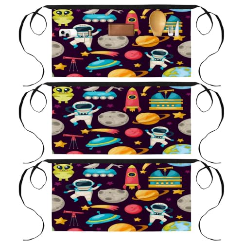 Demi-tablier pour cuisine et pâtisserie au motif astronaute et fusée