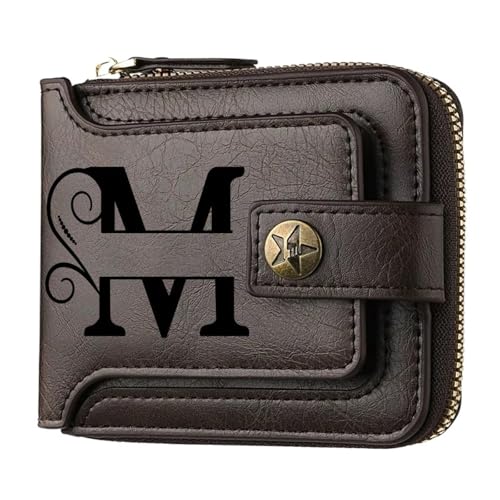 Portefeuille personnalisé homme cuir marron gravé cadeau papa M