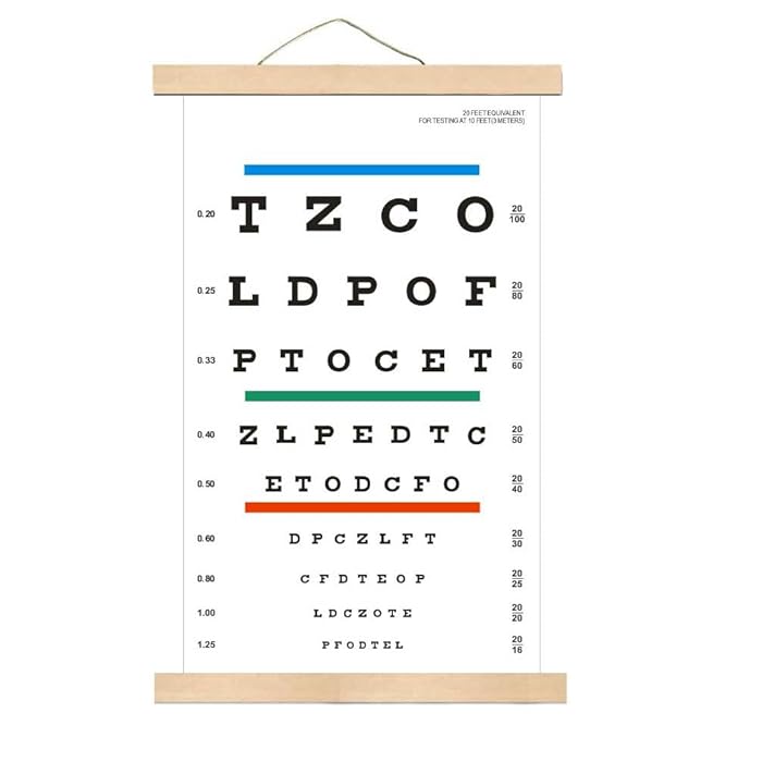 Buy Snellen Eye Chart, Eye Charts for Eye Exams 10 Feet with Wood Frame 8x15 Inches, Canvas Low