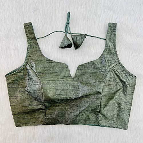 Image of Pujia Mills Women's Heavy Phantom Silk Bollywood Style Sleeveless Trendy Blouse(Veda)