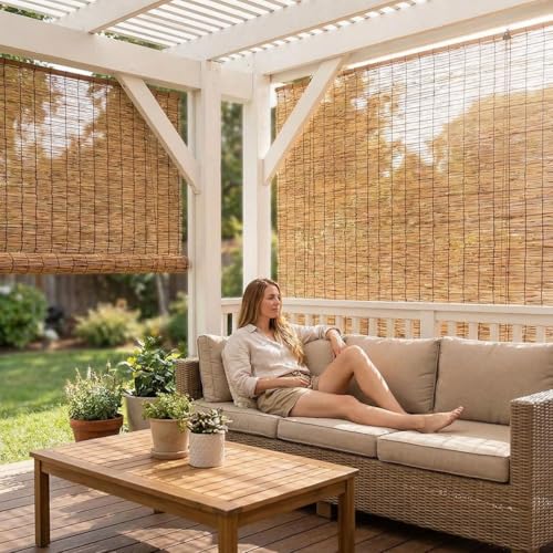 Store bambou extérieur imperméable contre le vis-à-vis du balcon