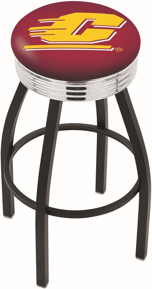 HBS L8B3C Central Michigan 30" Swivel Bar Stool with a Black Wrinkle and Chrome Finish