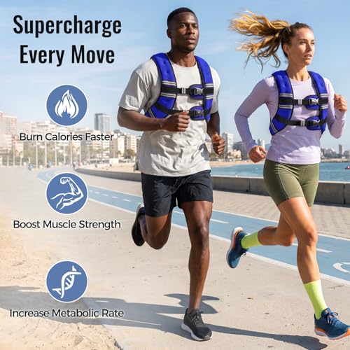 Image of Zeerun Weighted Vest, 6lb /8lb /10lb /12lb /15lb /18lb /20lb /24lb /30lb for Men Women, Reflective Stripe Adjustable Buckle, Comfortable Durable Rucking Vest for Walking Running Strength Training
