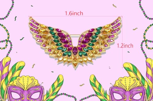 Image of Mardi Gras Brooches Pin for Women Girls Rhinestone Mask Fleur De Lis Brooch Glitter Jester Pins Fat Tuesday Carnial Parade Holiday Brooches Jewelry