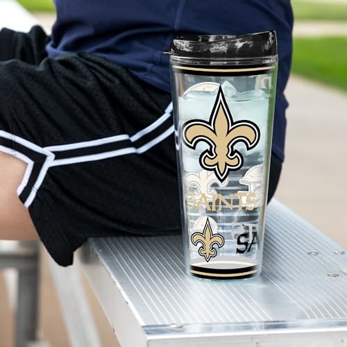 Image of Rico Industries NFL Football New Orleans Saints Double Wall 20oz Tritan Tumbler