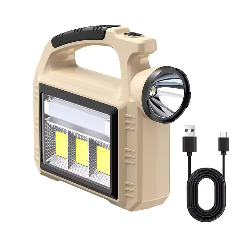 waqif LED Solar Camping Light 3 Lighting Modes, High Power LED Spotlight, Dual Power Source Polished PC Material, 1000 Lumen, Outdoor Portable Lantern for Hiking, Fishing, Emergency