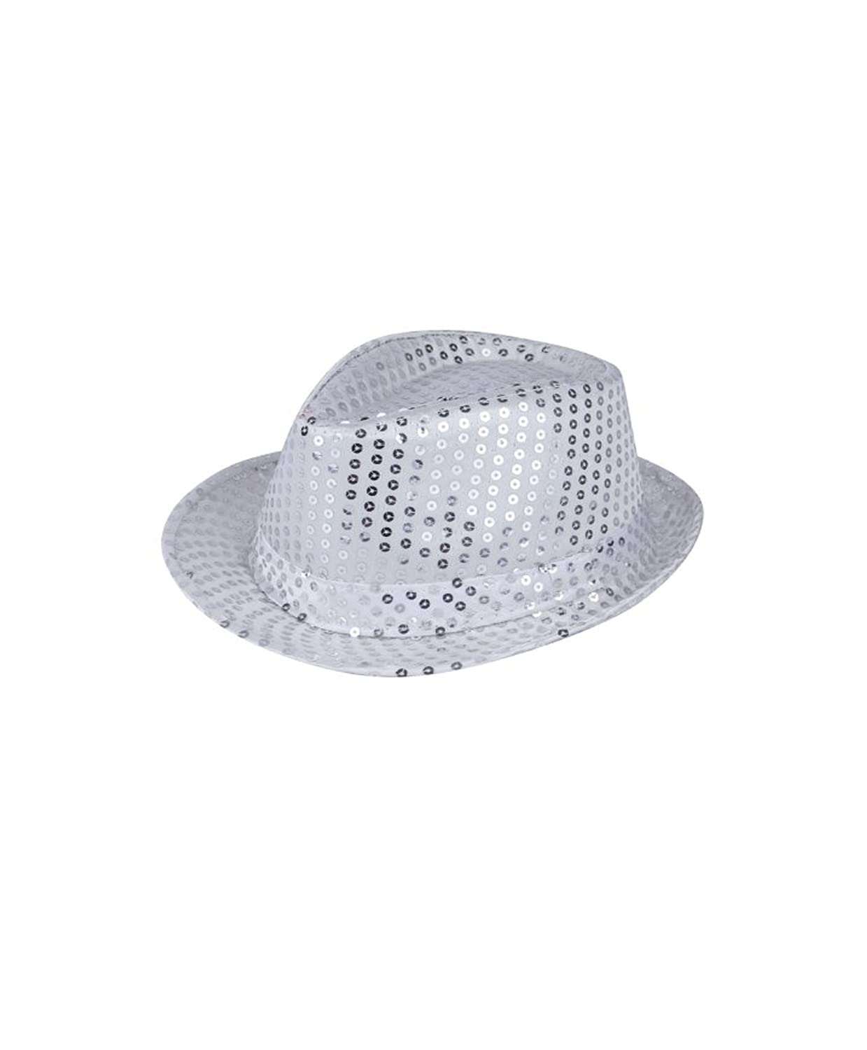 The Fancy Dress® Men Women Trilby Sequin Fedora HAT 1920'S Gangster HAT Dance Show Hiphop Fancy Dress Accessory (Silver)