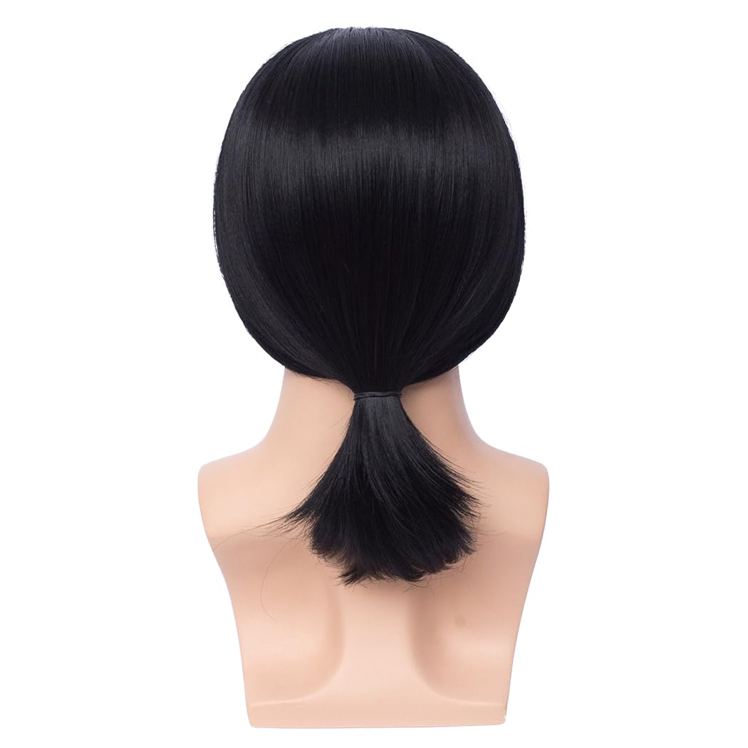 Męska Czarna Peruka, TOMIGO Krótka Czarna Syntetyczna Peruka Dla Mężczyzn Halloween Cosplay Costume Wig