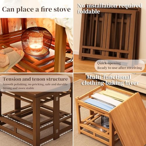 FORRTY Kotatsu table kotatsu futon set élégant pliant kotatsu bureau table basse table d'étude table basse table à manger table chauffante d'hiver épaisseur 1,18 pouces chauffage séchage vêtements nou – vue 3