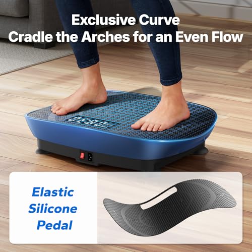 Image of MERACH Vibration Plate Exercise Machine, Curved Vibration Plate for Lymphatic Drainage Weight Loss, Vibrating Plate with Real-Time Calorie Tracking on LED Display, Workout Equipment for Home Women Men